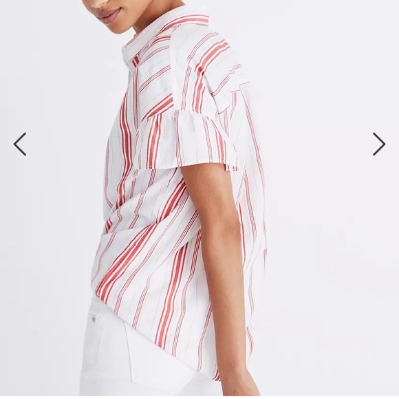 Madewell Central Ruffle Sleeve Shirt Stripe S - Picture 3 of 7